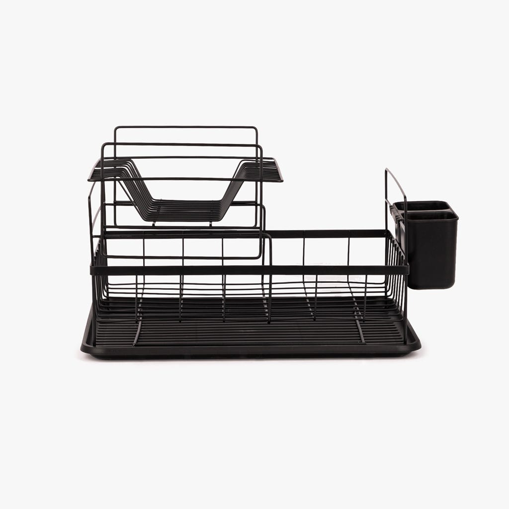 Escorredor de Louça em Metal com Tabuleiro Preto ALL BLACK