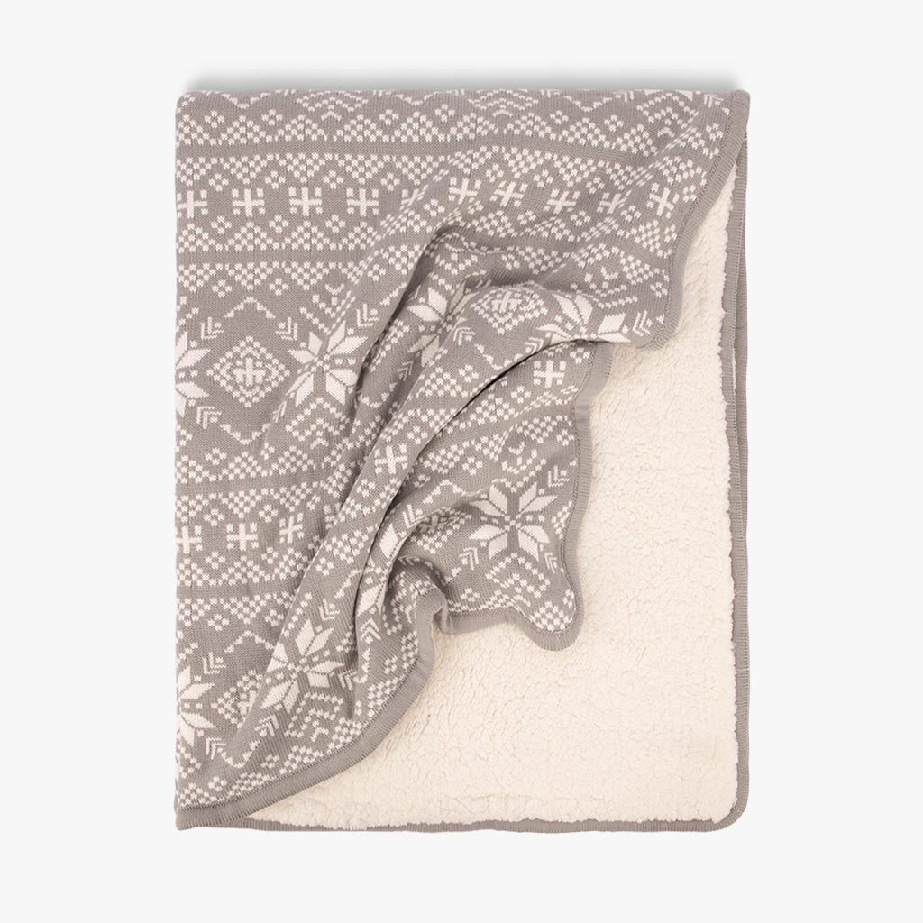 Manta Jacquard de Tricot com Sherpa Cinzaneto ALASKA