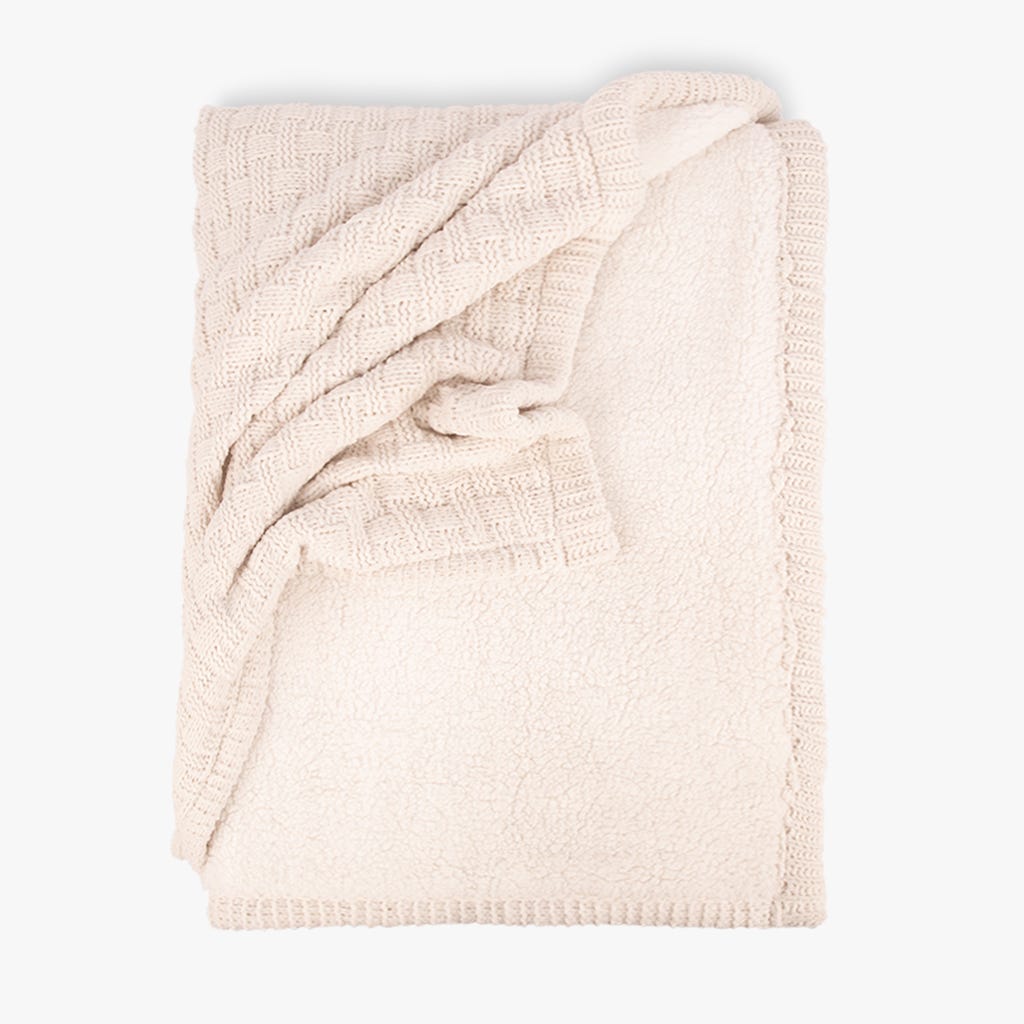 Manta Tricot de Chenila com Sherpa Natural ALASKA