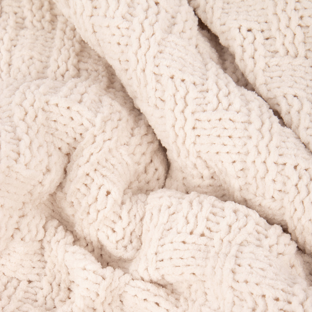 Couverture en chenille naturelle tricotée 125x150cm ALASKA