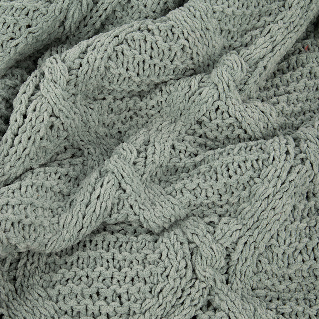 Manta de Tricot Trançando com Sherpa Verde ALASKA