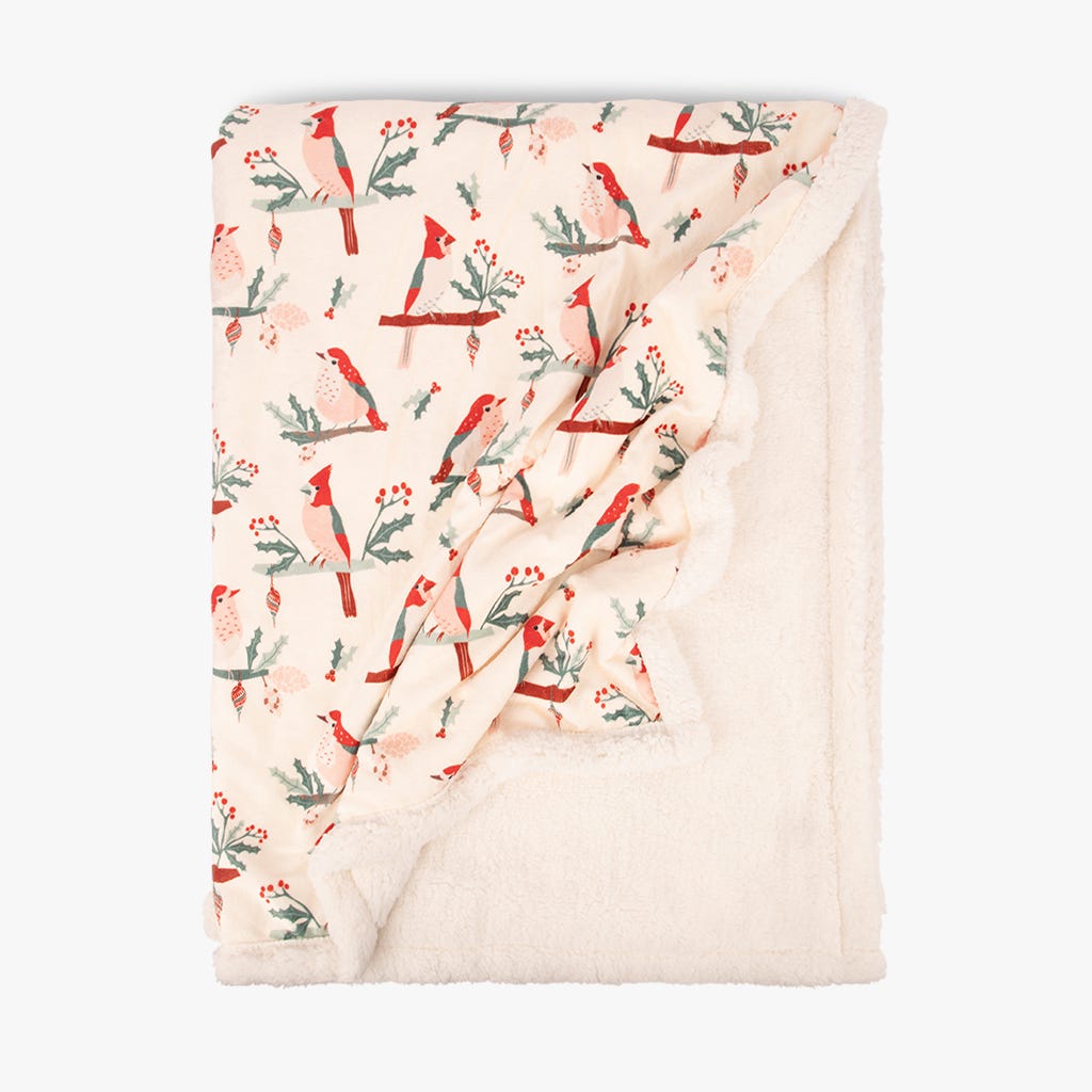 Manta com Sherpa Winter Birds COZY