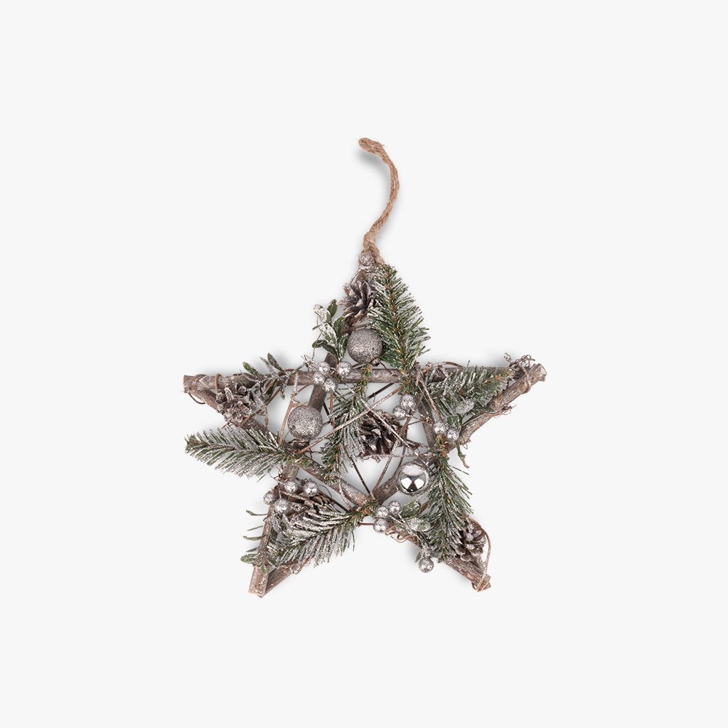 Estrela com Ramos e Pinhas com Neve FARMLAND