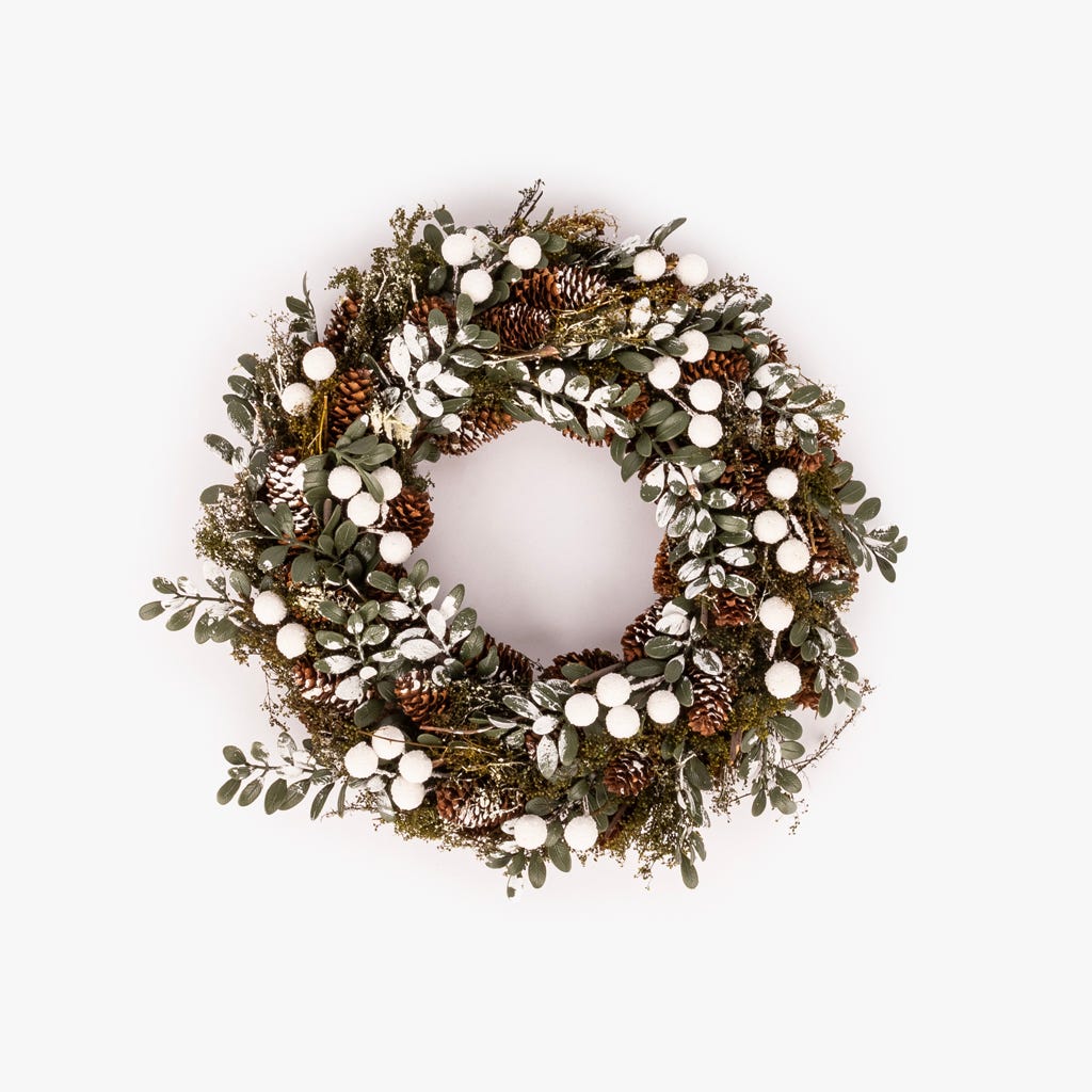 Coroa com Ramos e Bagas Brancas COZY