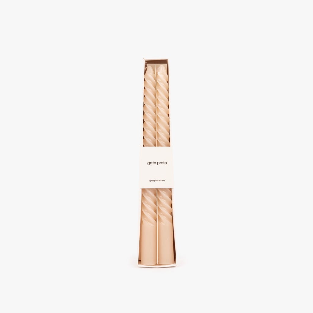 Conjunto de Velas Castiçal Espiral Branca MARSHMALLOW