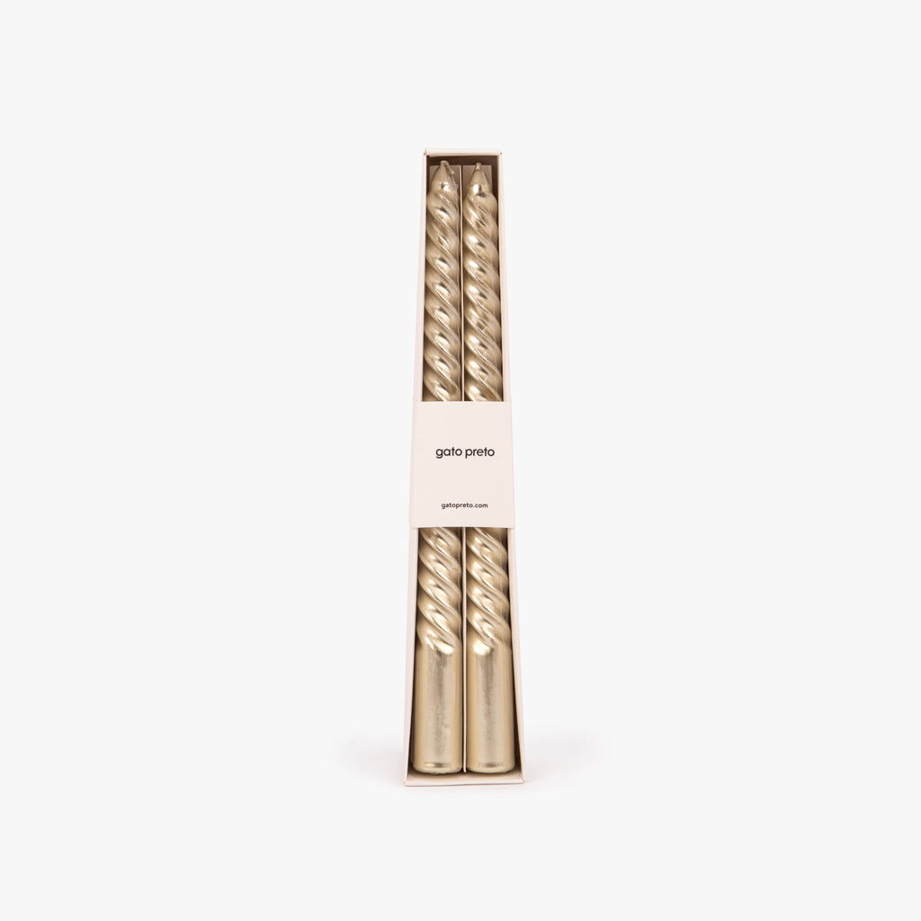 Conjunto de Velas Castiçal Espiral Dourado MARSHMALLOW