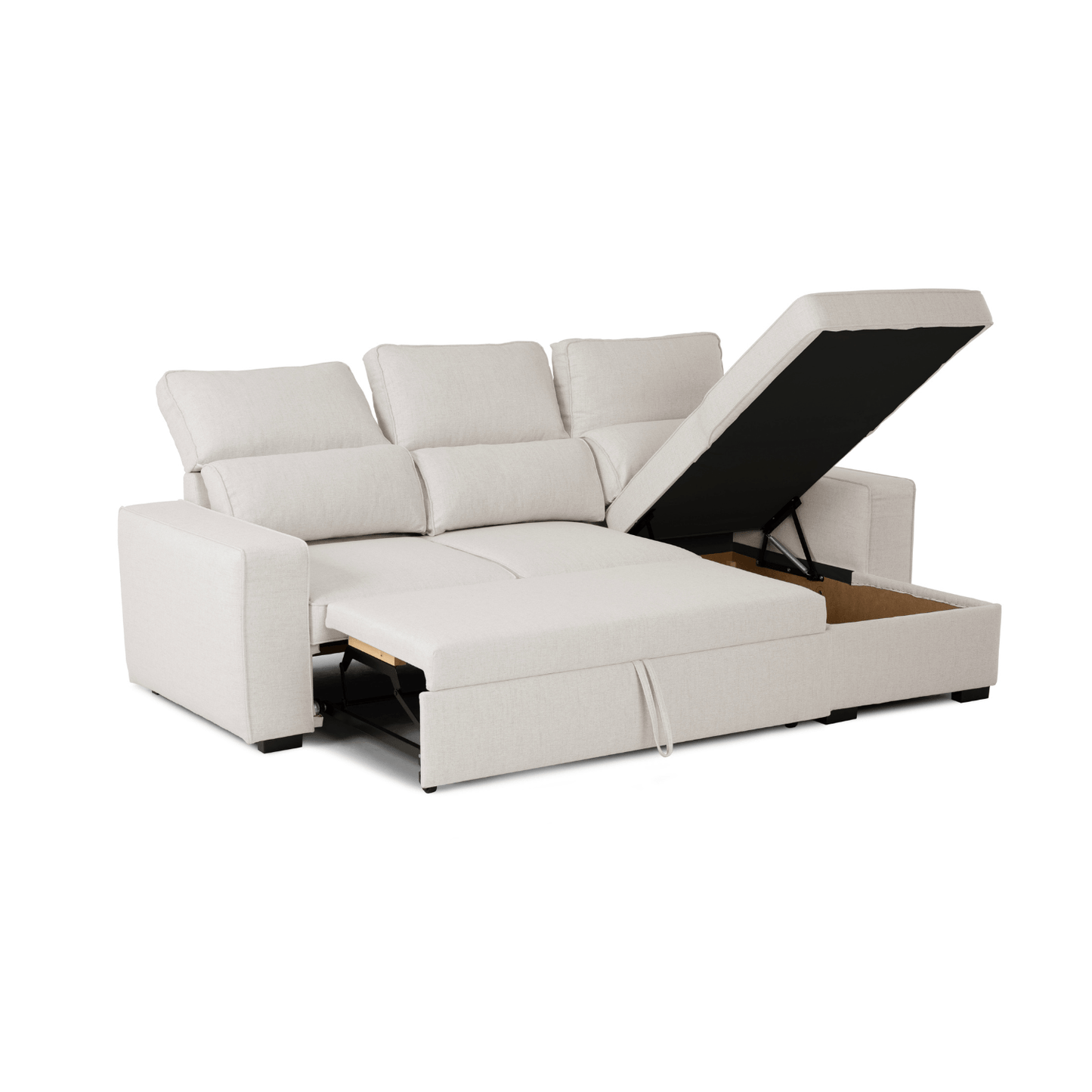 Sofá - Cama 4 Lugares com Chaise Longue Reversível e Arrumação - HarperC1536BFSRG8242_C24