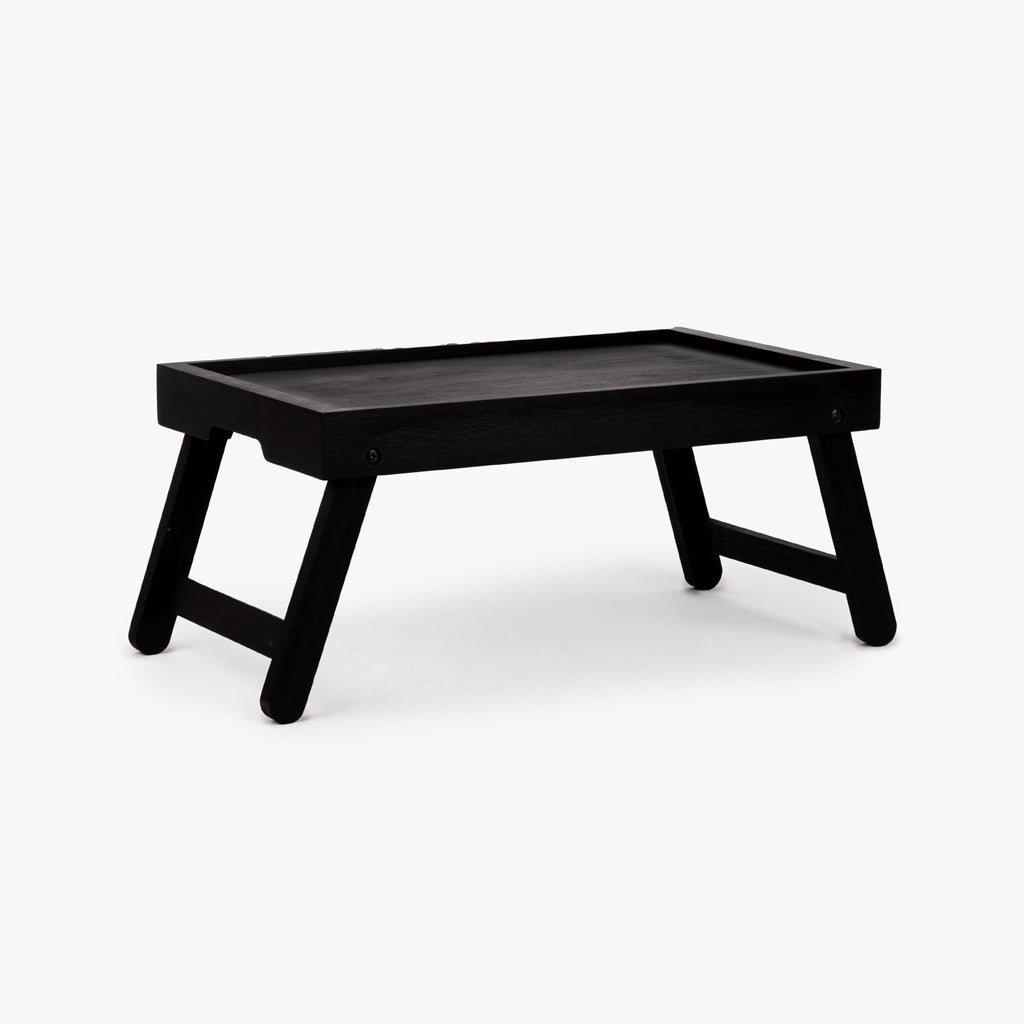 Plateau noir avec pieds en bois 50x30,50x5,50 ALL BLACK