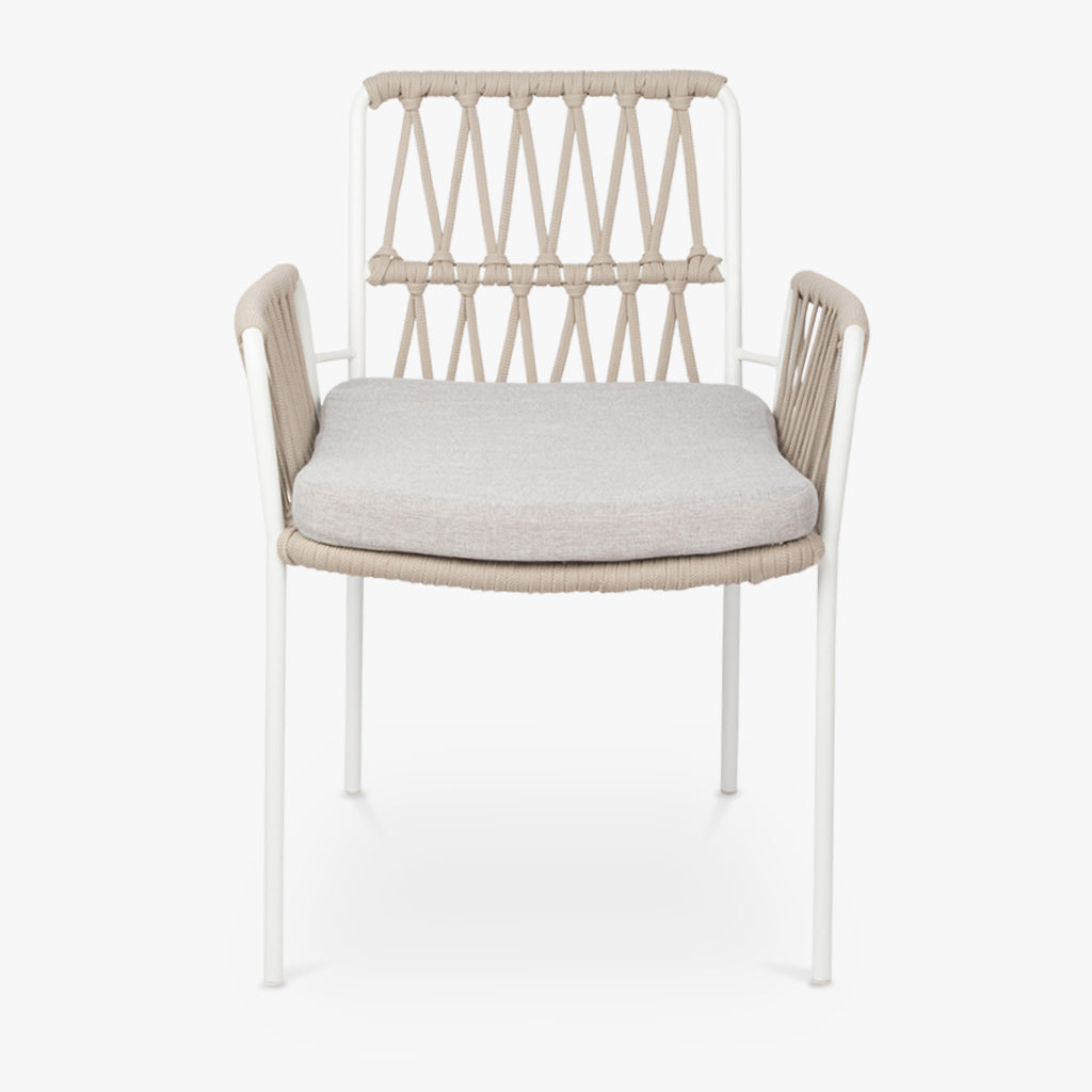 Cadeira de Metal Branco com Corda Bege FORMENTERA