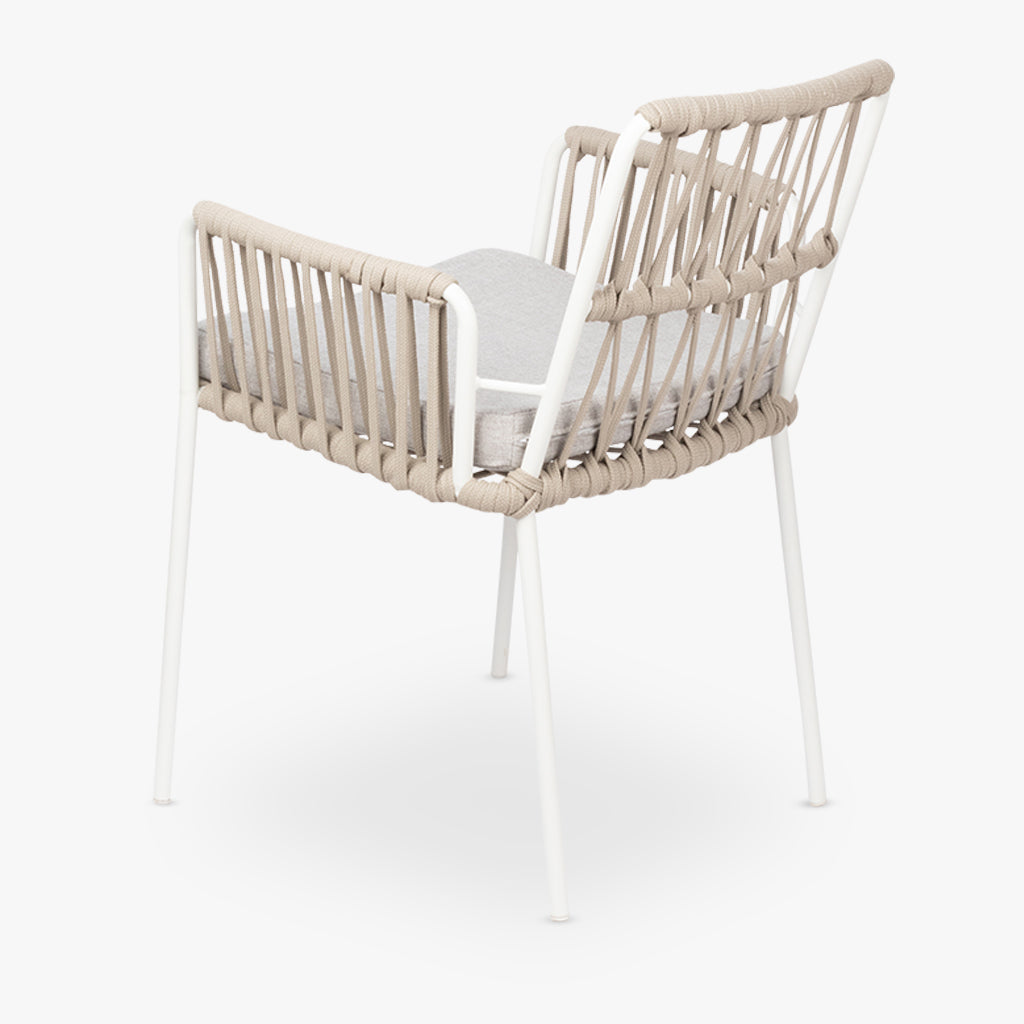 Cadeira de Metal Branco com Corda Bege FORMENTERA