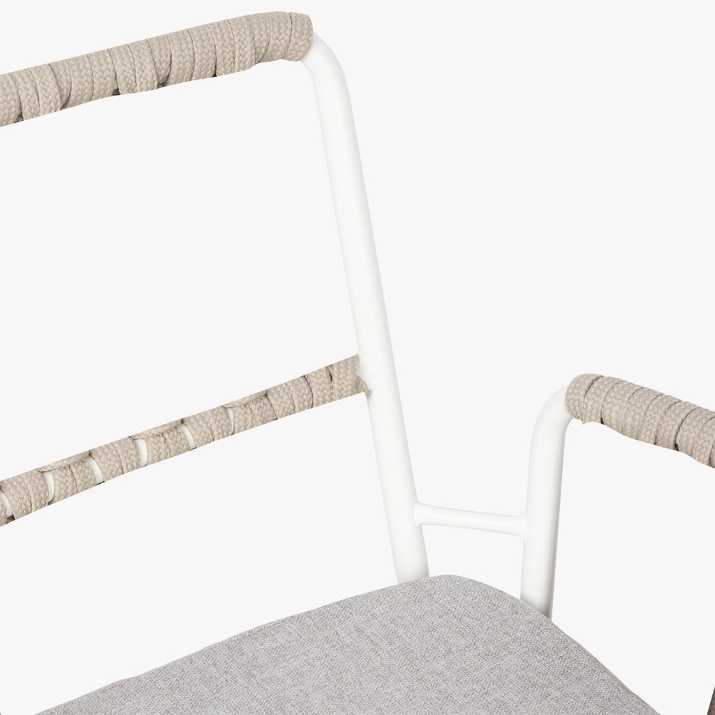 Cadeira de Metal Branco com Corda Bege FORMENTERA