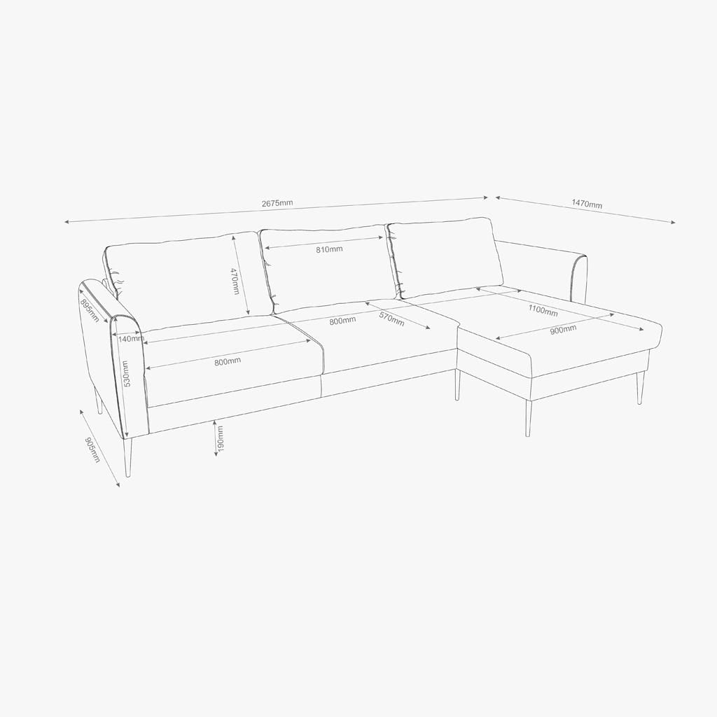Sofá chaise longue gris CRUISE