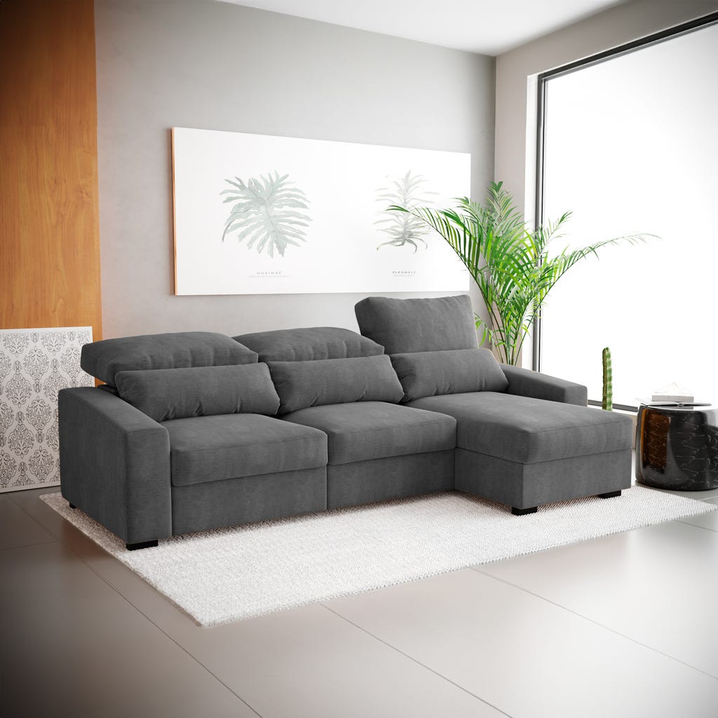 Sofá chaise-longue antracite KEEN