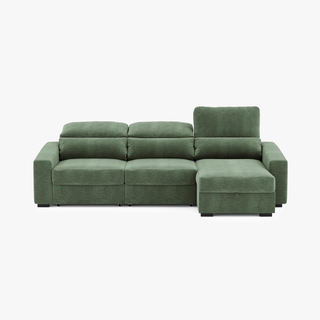 Sofá chaise-longue verde KEEN