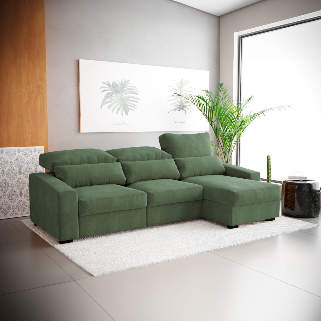 Sofá chaise-longue verde KEEN