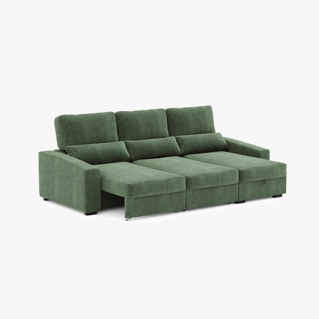 Sofá chaise-longue verde KEEN