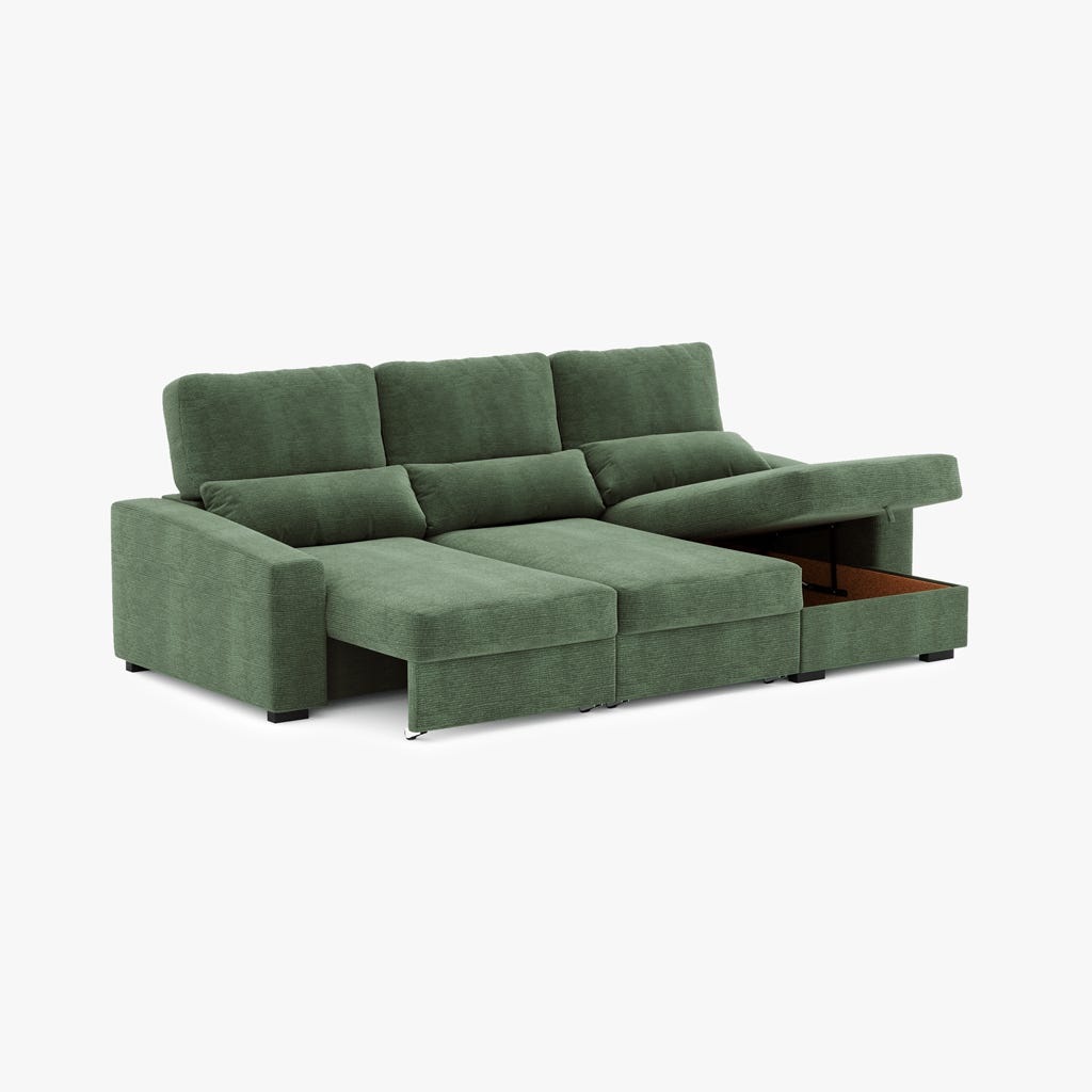 Sofá chaise-longue verde KEEN