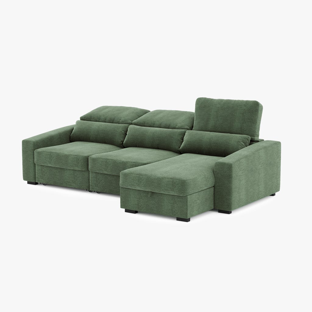 Sofá chaise-longue verde KEEN