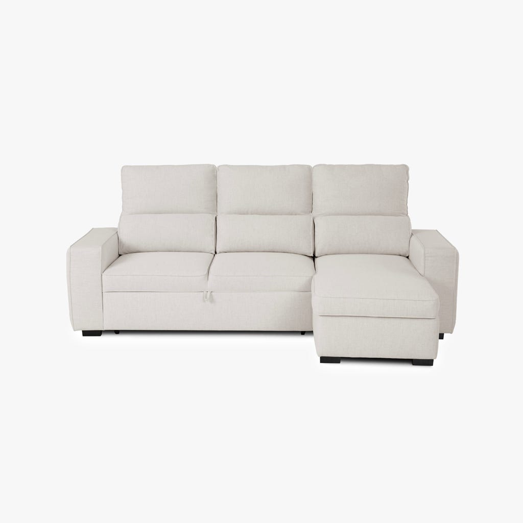 Sofá cama com chaise longue bege SANDLER