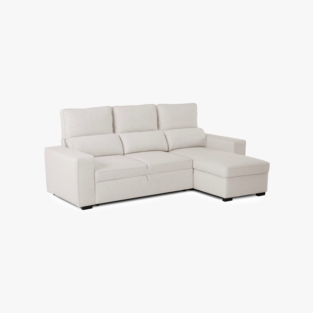 Sofá cama com chaise longue bege SANDLER