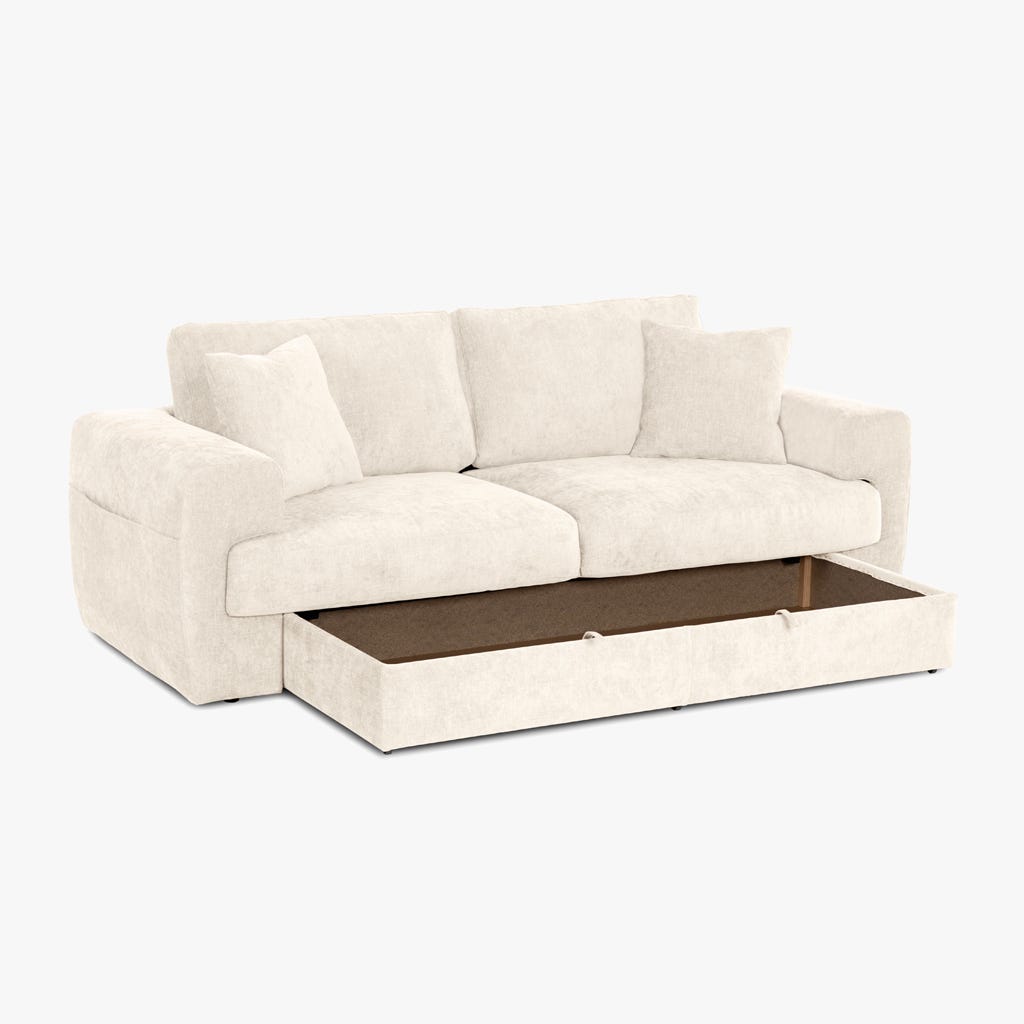 Beige sofa with drawer MOORE