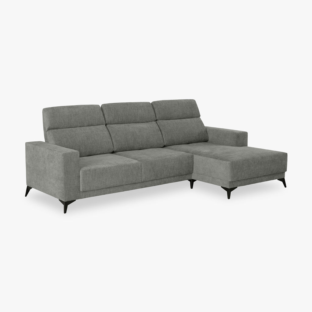 Sofá chaise longue derecha gris BARDEM