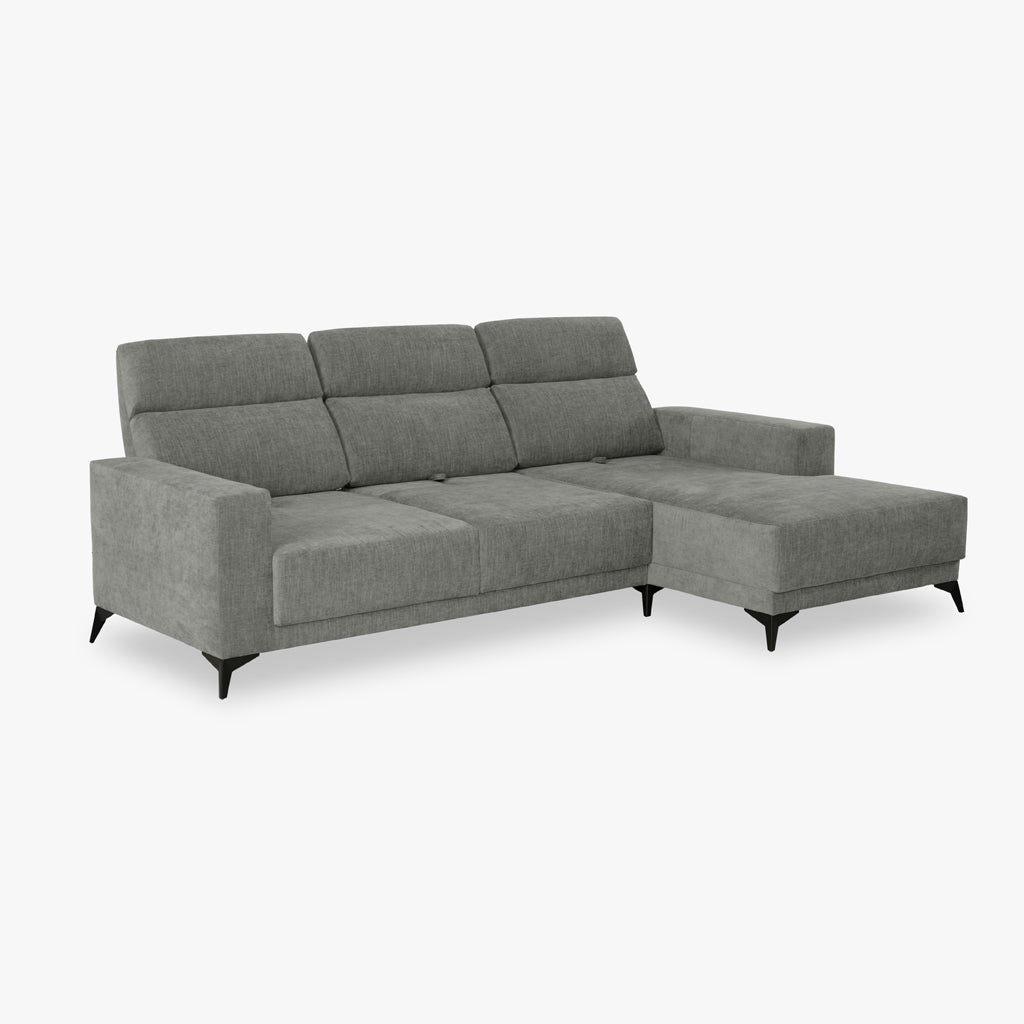 Sofá chaise longue derecha gris BARDEM
