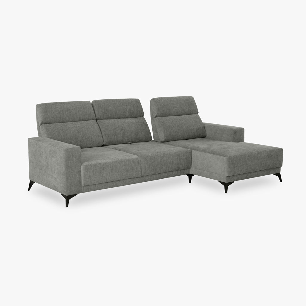 Sofá chaise longue derecha gris BARDEM