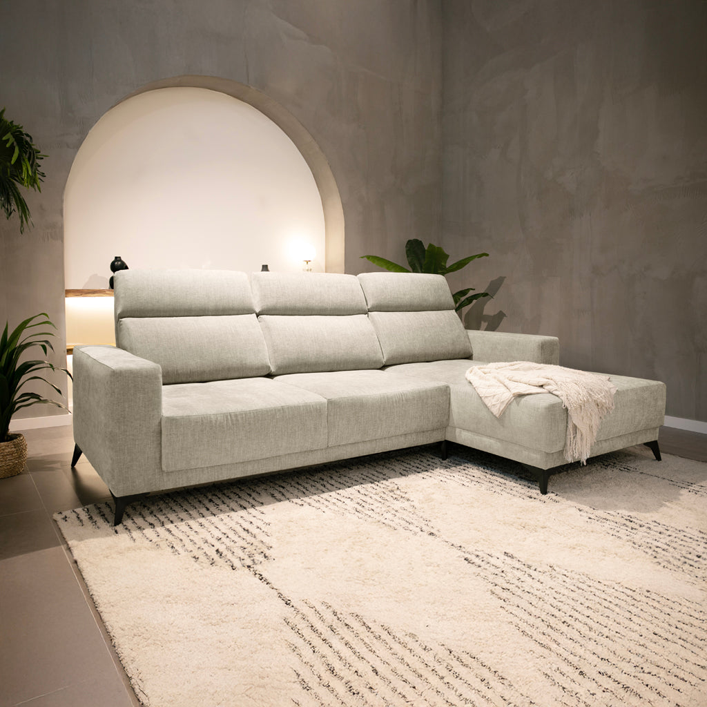 Sofá chaise longue direita bege BARDEM