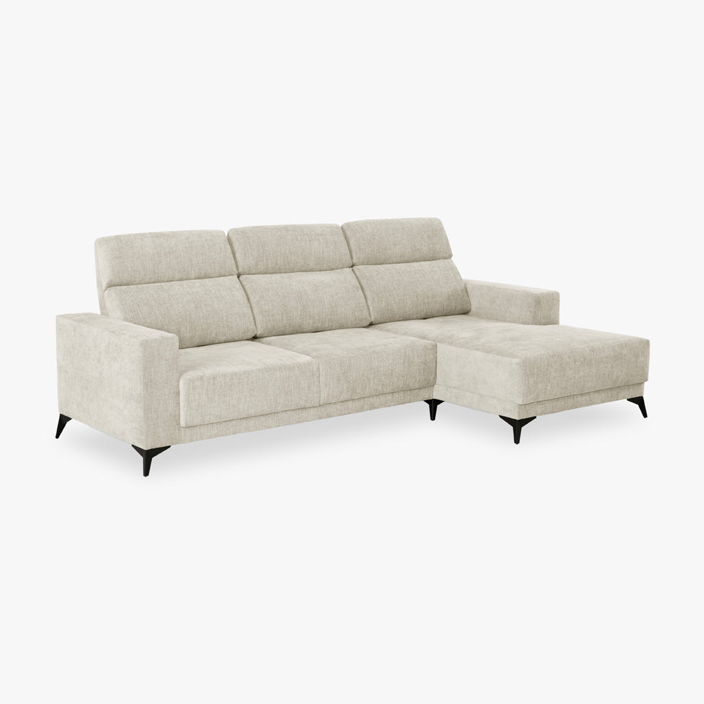 Sofá chaise longue direita bege BARDEM