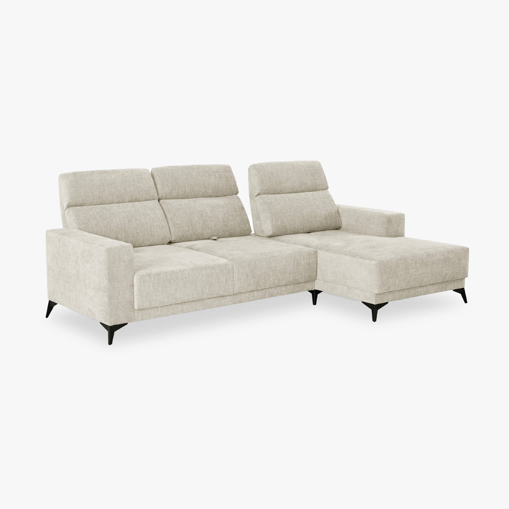 Sofá chaise longue direita bege BARDEM