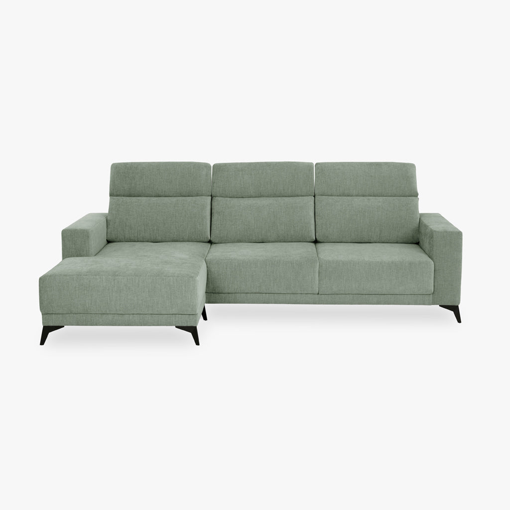 Sofá chaise longue izquierda verde BARDEM