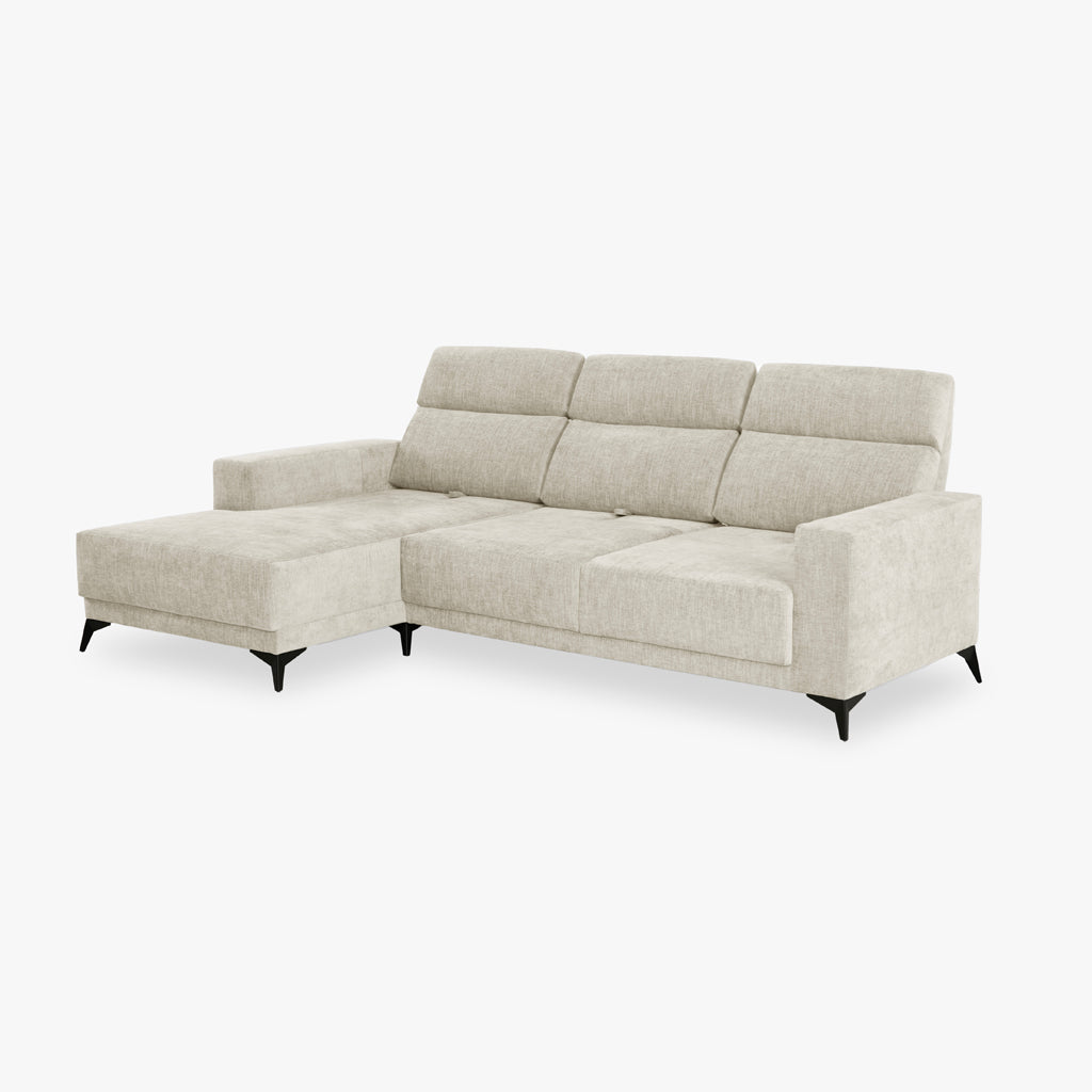 Sofá chaise longue esquerda bege BARDEM