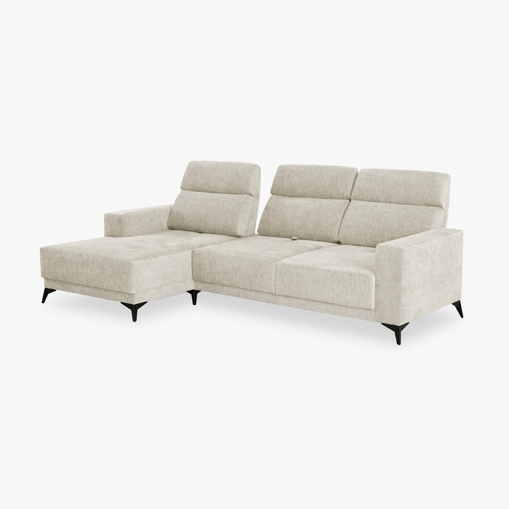 Sofá chaise longue esquerda bege BARDEM