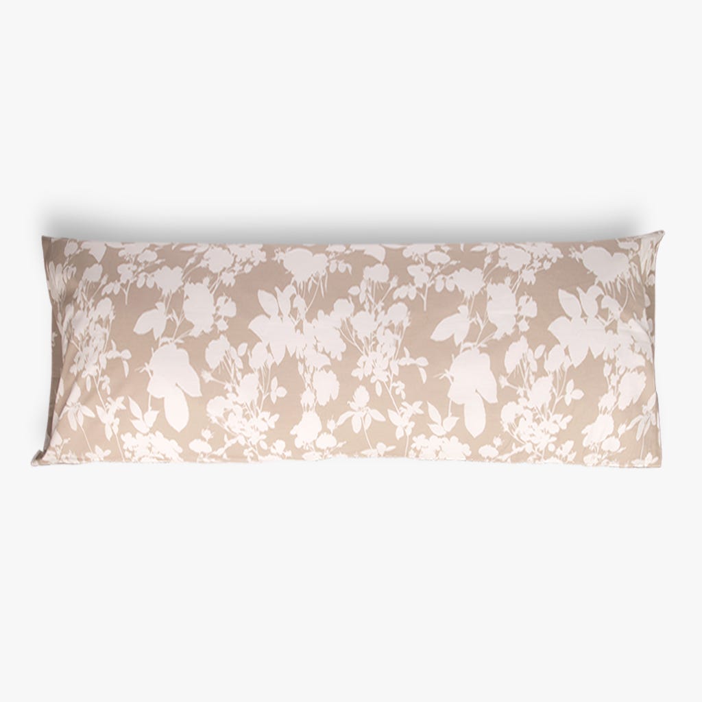 Fronha para Almofada de Dormir Flores Bege e Branco 45x155 CAMÉLIA