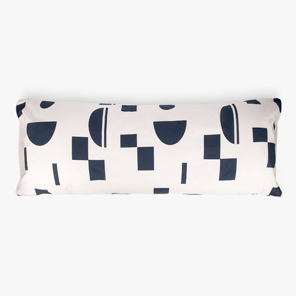 Fronha Almofada Dormir Geométrica Azul e Branco 45x155 BREDA