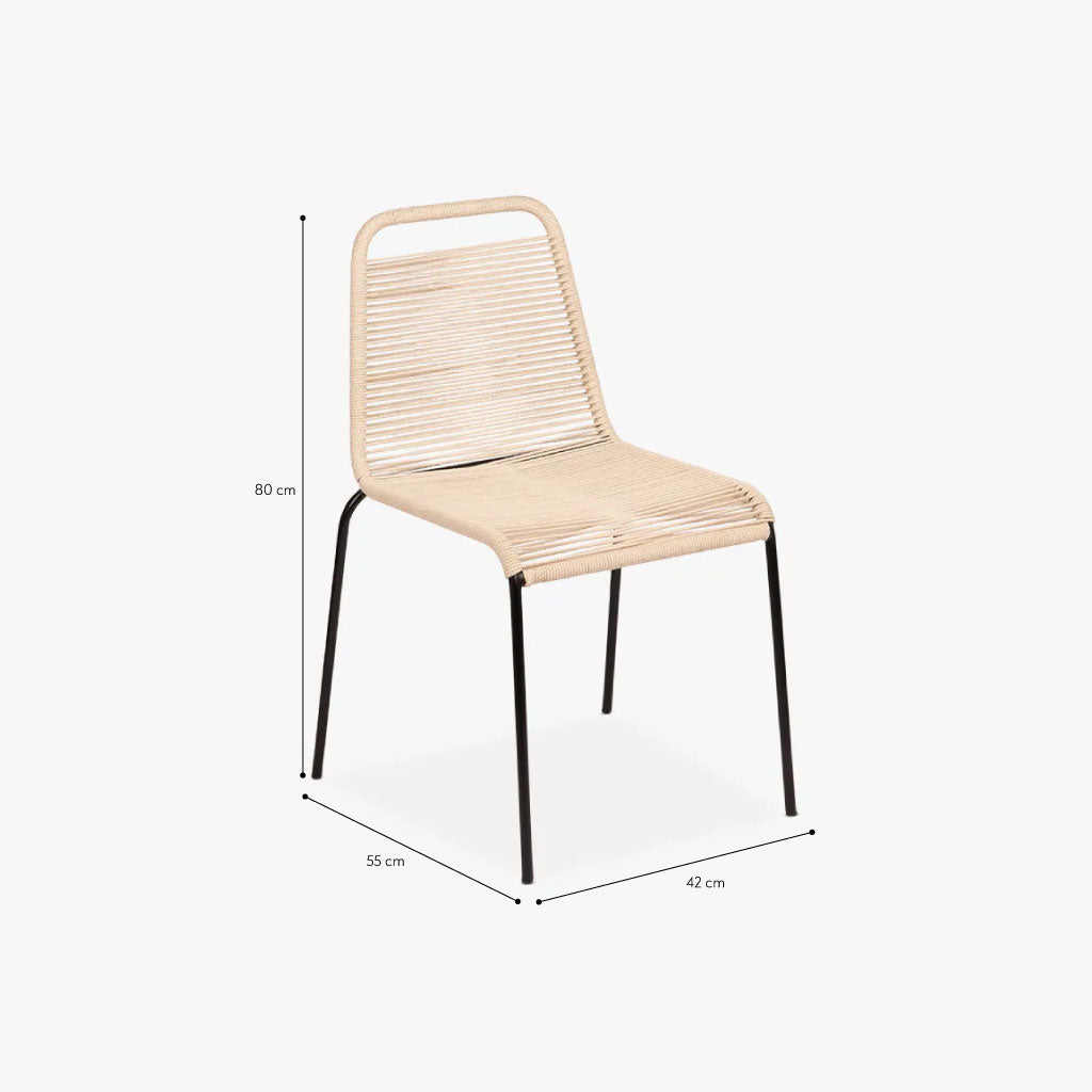 Chaise corde naturel 42x55x80cm TULUM