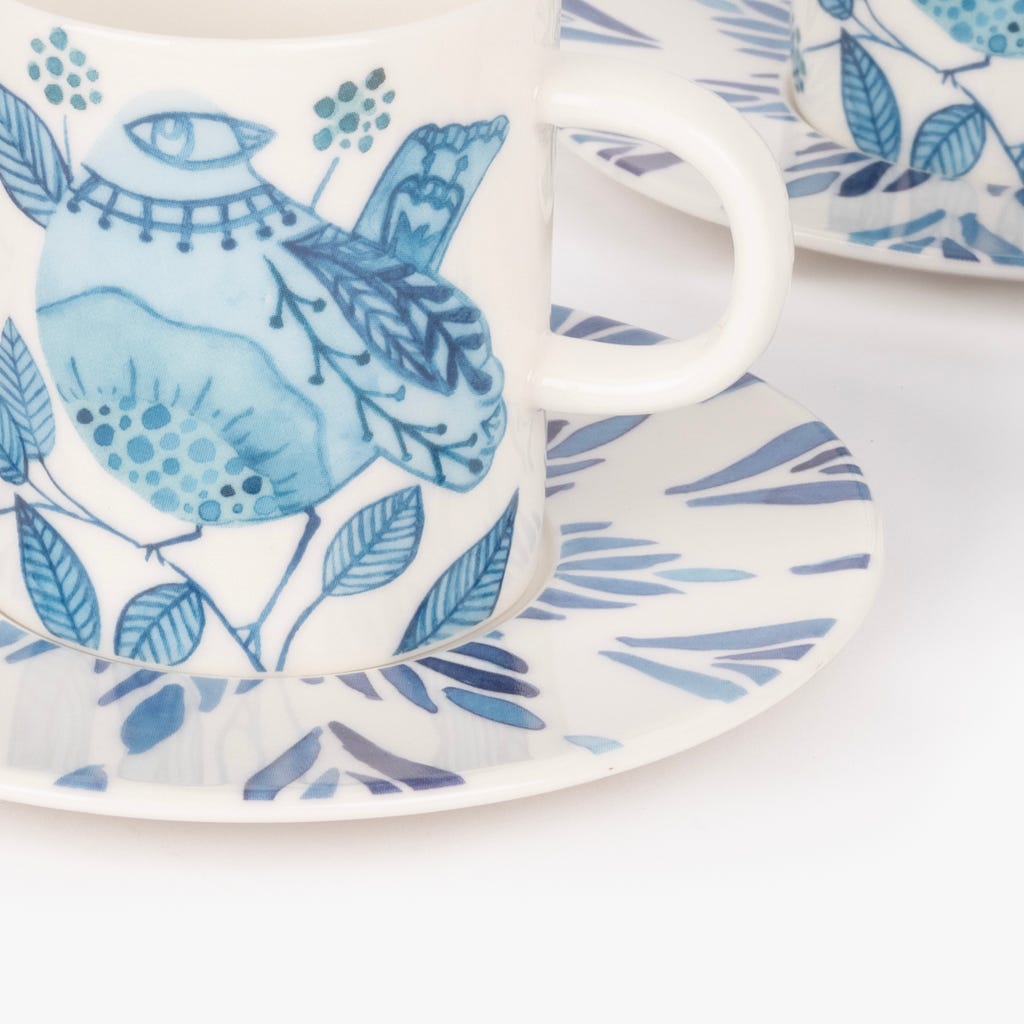 6 tazas de café BLUE BIRD