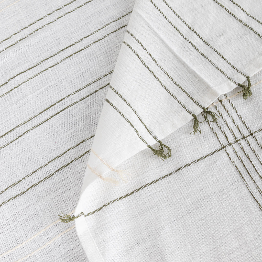 Toalha de Algodão com Franjas 
Bege e Verde 160x250 SOFT NATURE