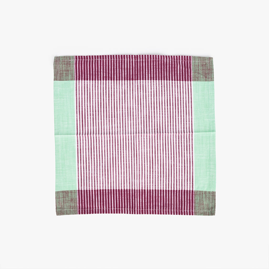 Conjunto de dois Guardanapos de Algosão Riscas Violeta e Verde 45x45 KERALA