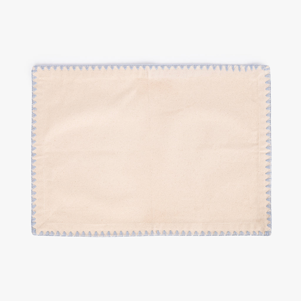 Individual de Algodão Bege com Bordado Azul PORTOBELLO