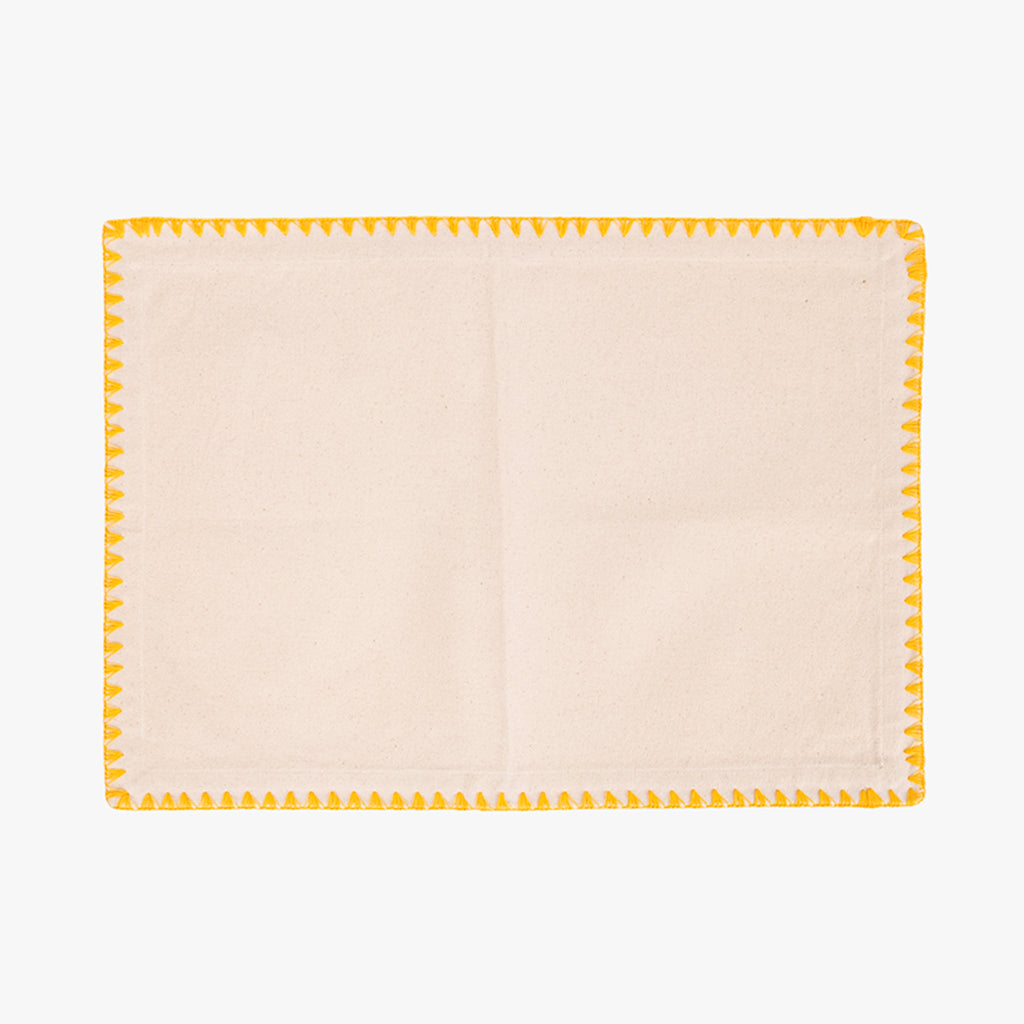 Individual de Algodão Bege com Bordado Amarelo PORTOBELLO