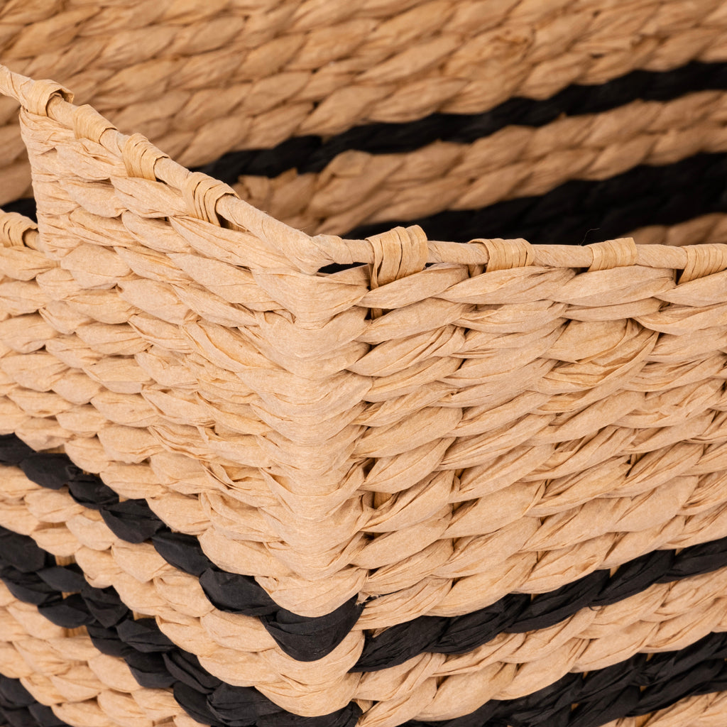Panier rayé ODEMIRA L Naturel et noir