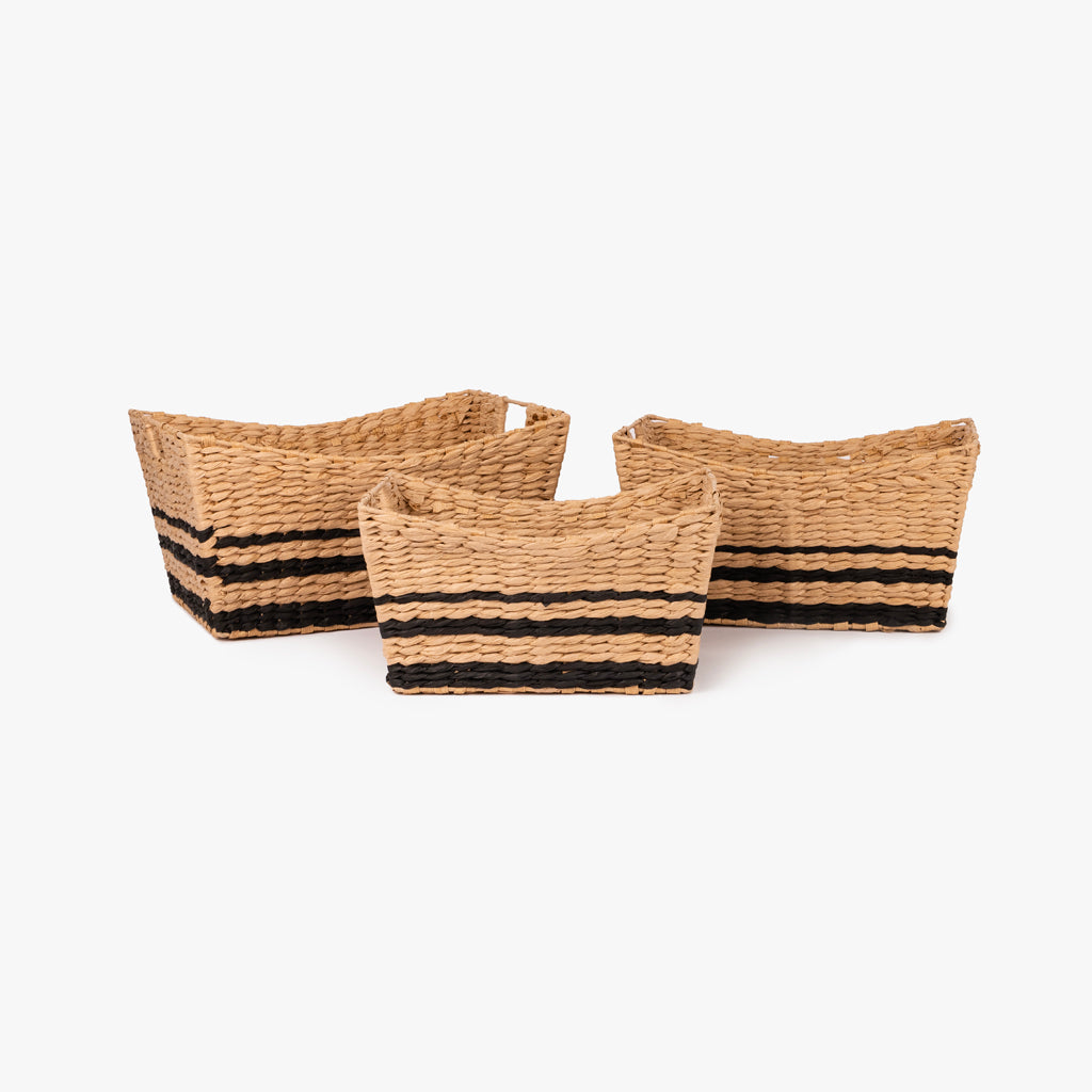 Panier rayé ODEMIRA L Naturel et noir