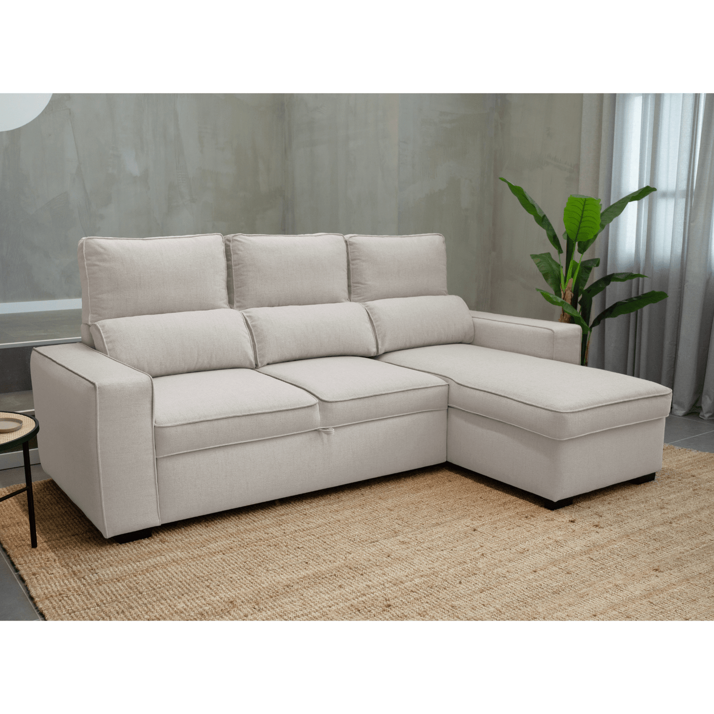 Sofá - Cama 4 Lugares com Chaise Longue Reversível e Arrumação - HarperC1536BFSRG8242_C24