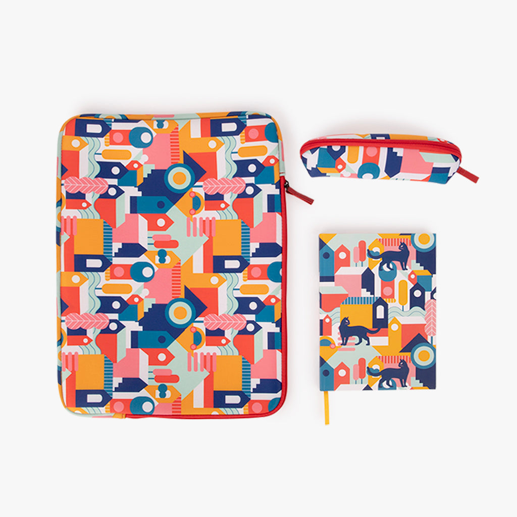 Capa para Portátil Neoprene Gatos CAT IN THE CITY