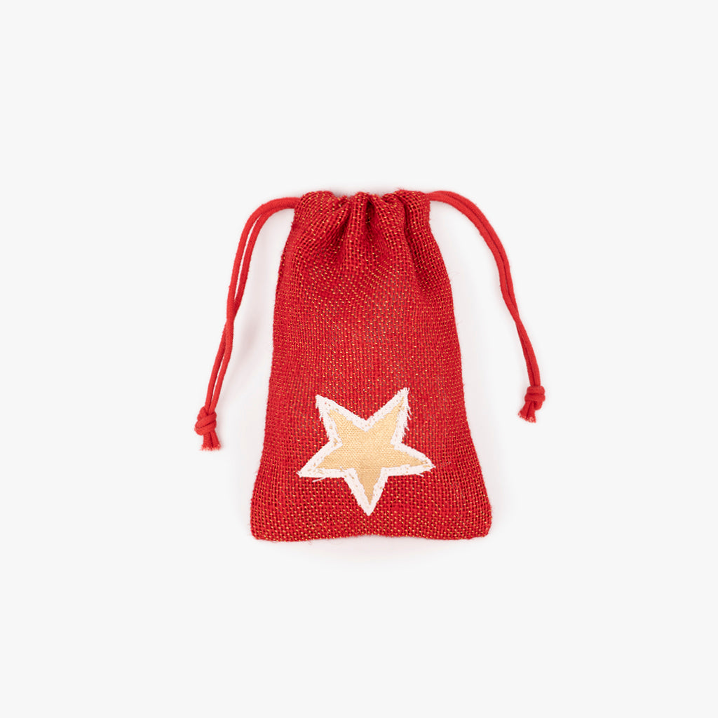 Sac en jute rouge étoile 18x12cm COZY