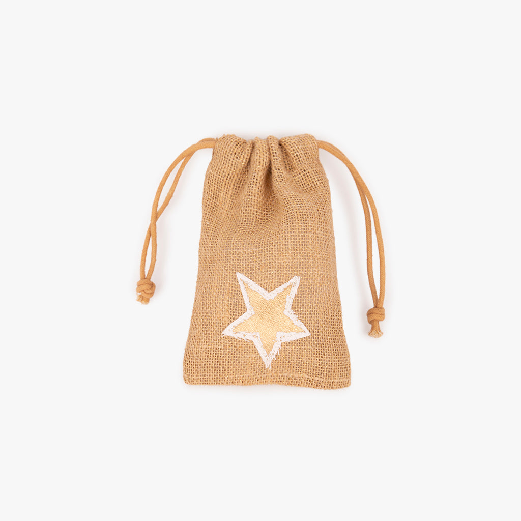 Sac en jute étoile dorée 18x12cm COZY
