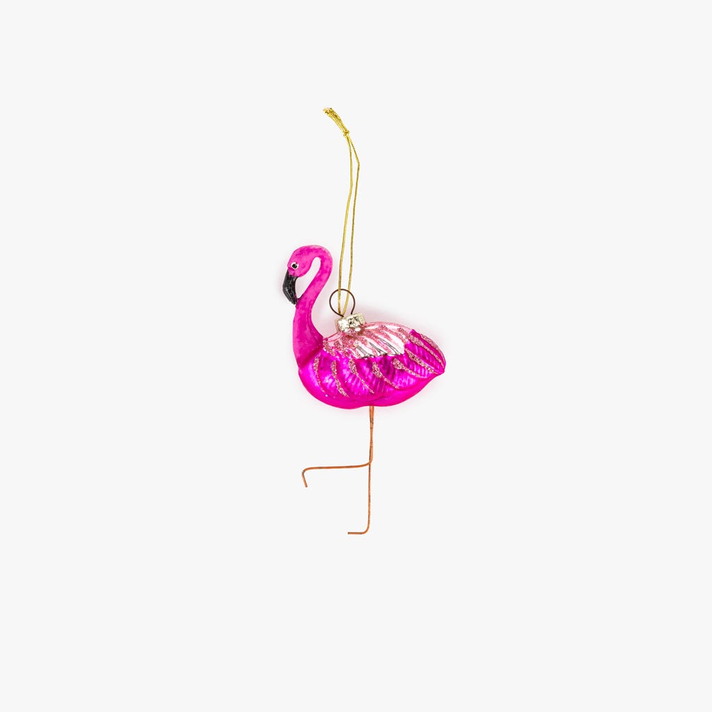 Enfeite de Flamingo de Vidro Rosa KITSCH