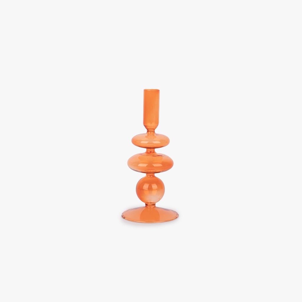 Castiçal vidro laranja BUBBLE